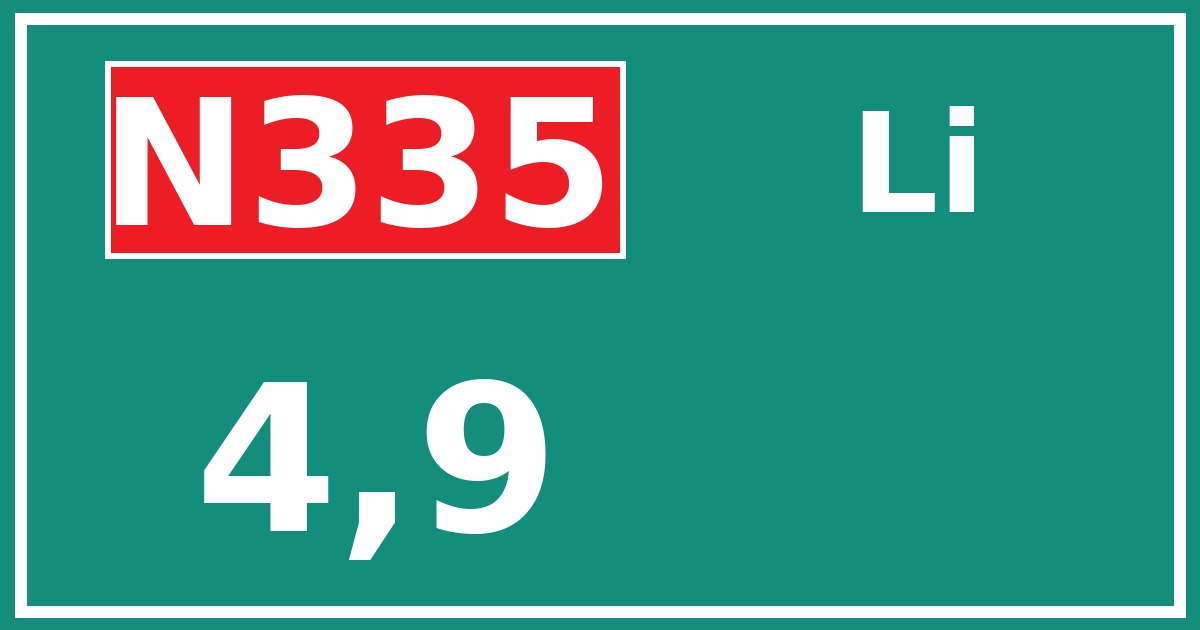 Hectometerbord N335 4,9 zijde Li