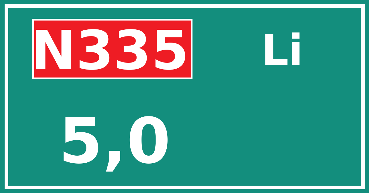 Hectometerbord N335 5,0 zijde Li