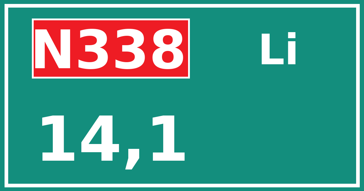 Hectometerbord N338 14,1 zijde Li