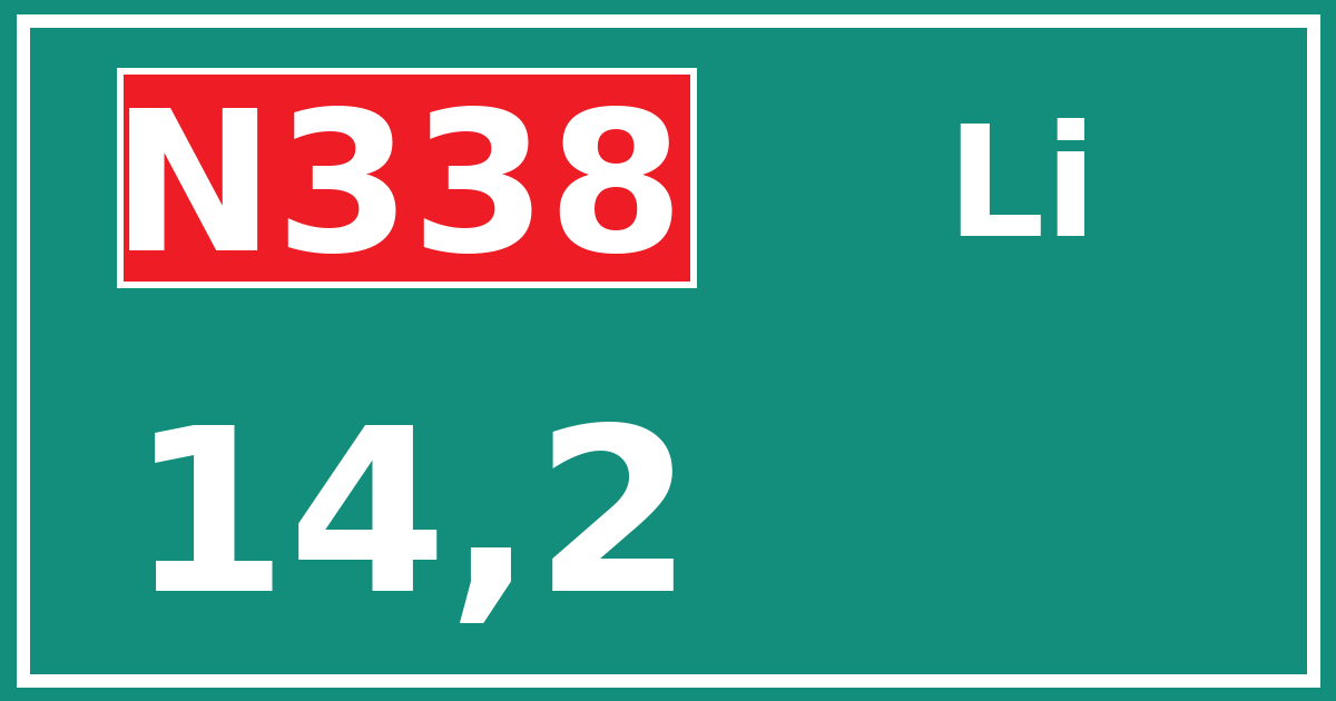Hectometerbord N338 14,2 zijde Li