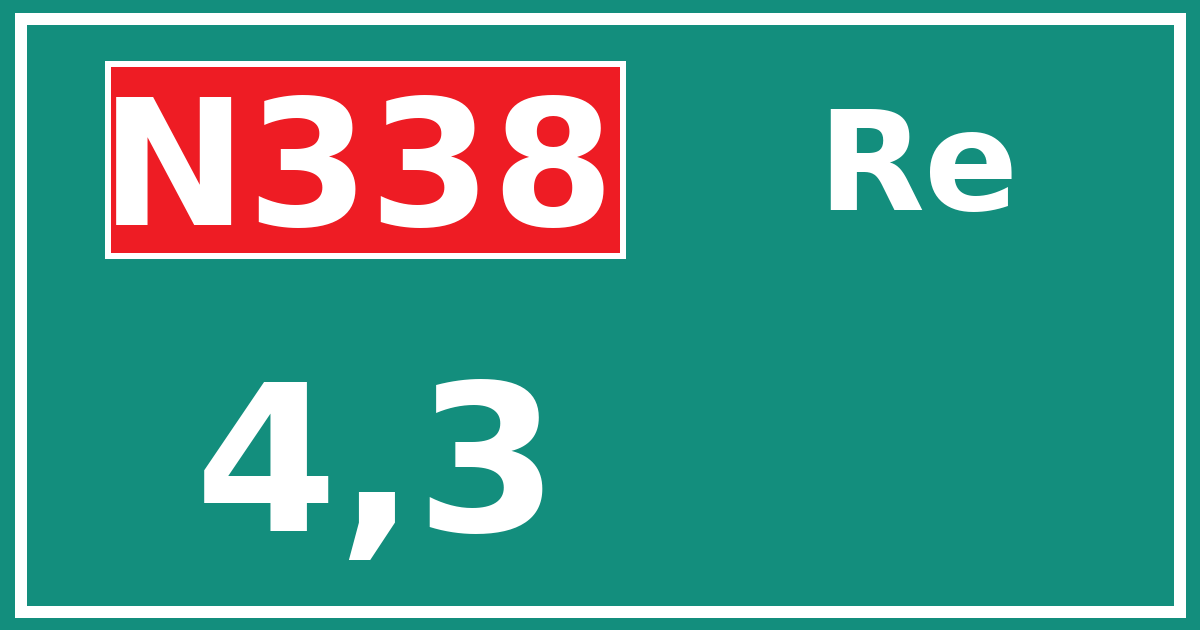 Hectometerbord N338 4,3 zijde Re