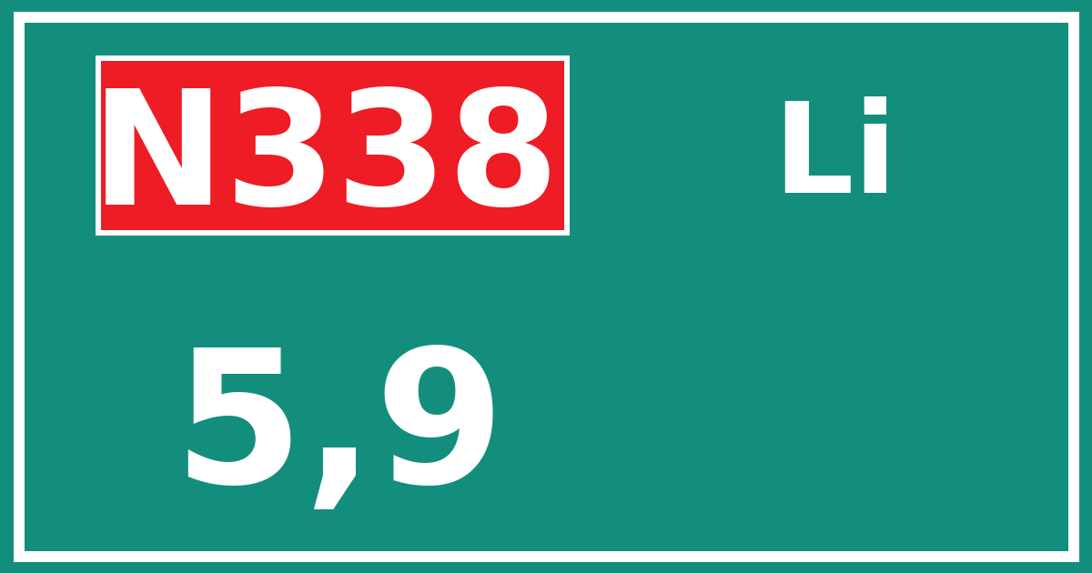 Hectometerbord N338 5,9 zijde Li