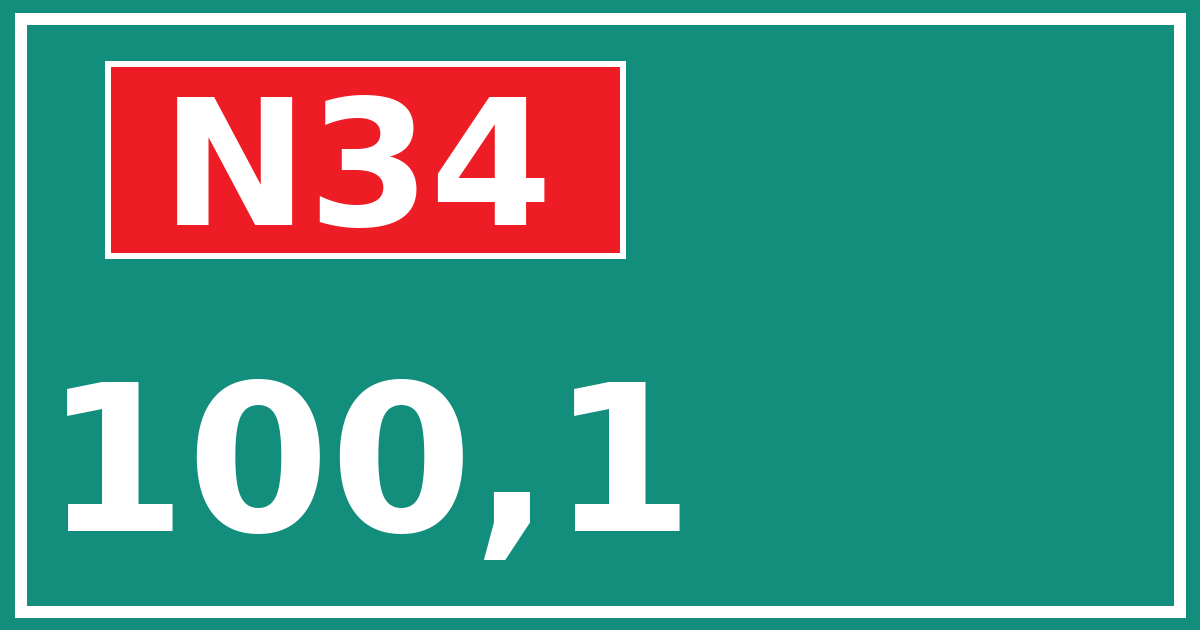 Hectometerbord N34 100,1