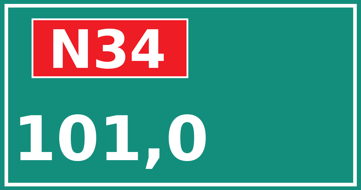 Hectometerbord N34 101,0