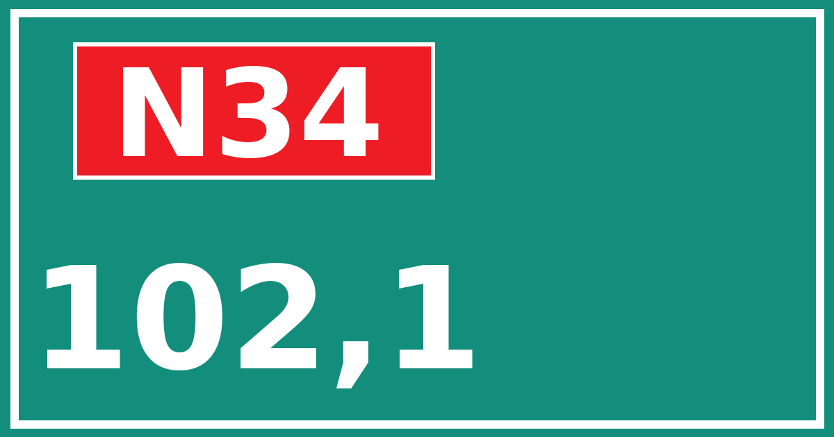 Hectometerbord N34 102,1