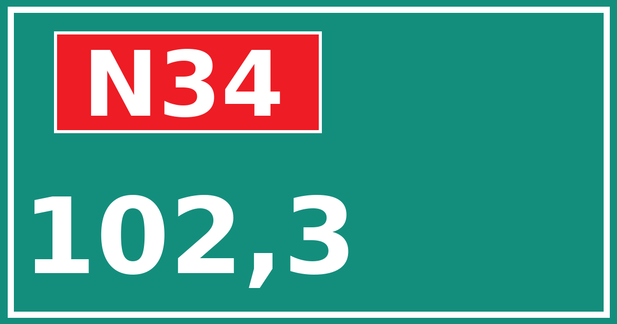 Hectometerbord N34 102,3