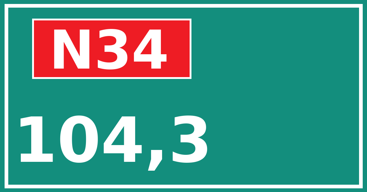 Hectometerbord N34 104,3