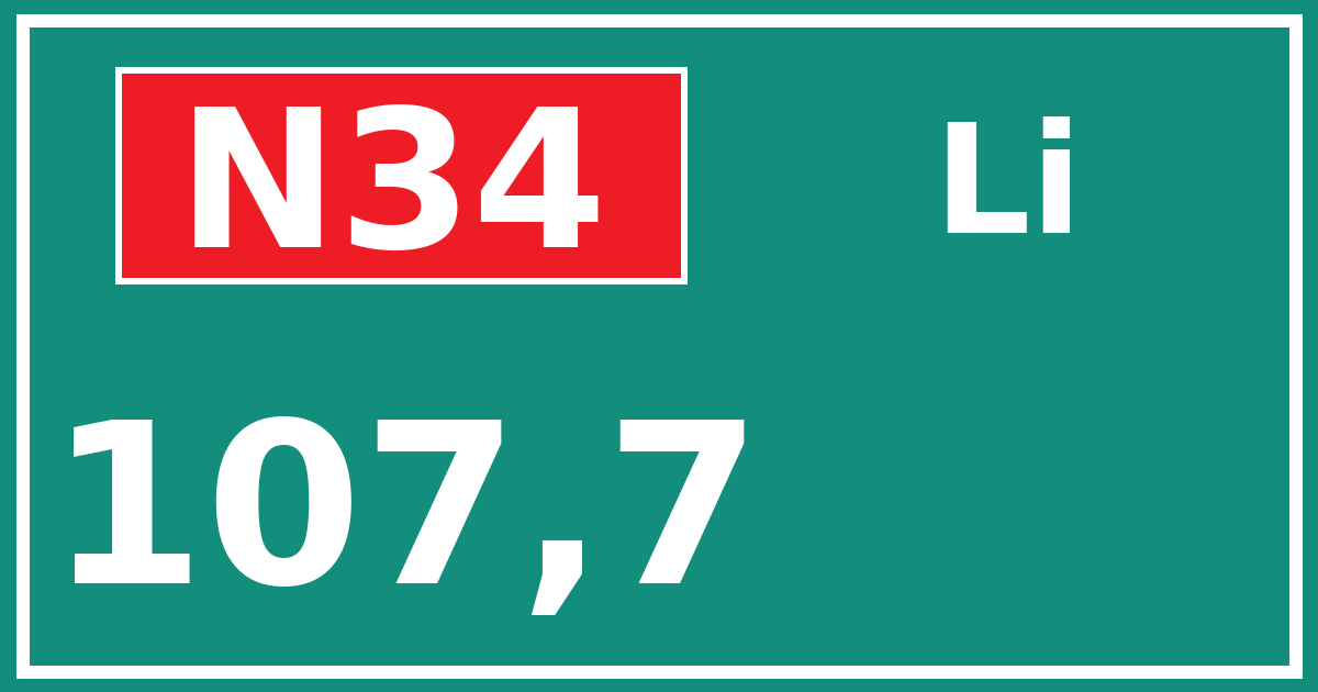 Hectometerbord N34 107,7 zijde Li