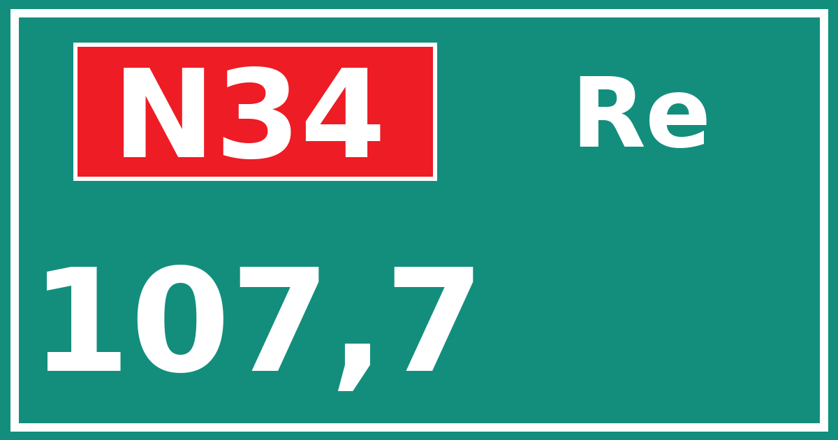 Hectometerbord N34 107,7 zijde Re