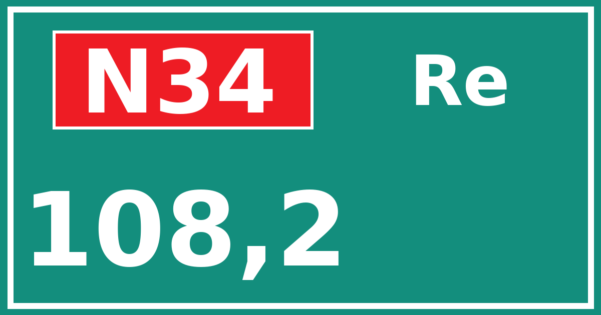Hectometerbord N34 108,2 zijde Re