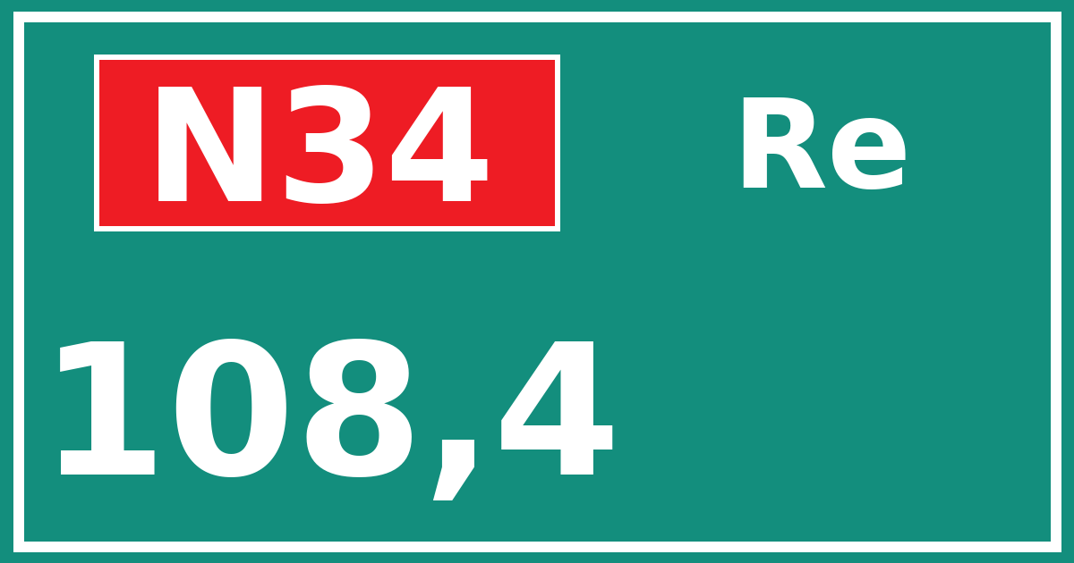 Hectometerbord N34 108,4 zijde Re