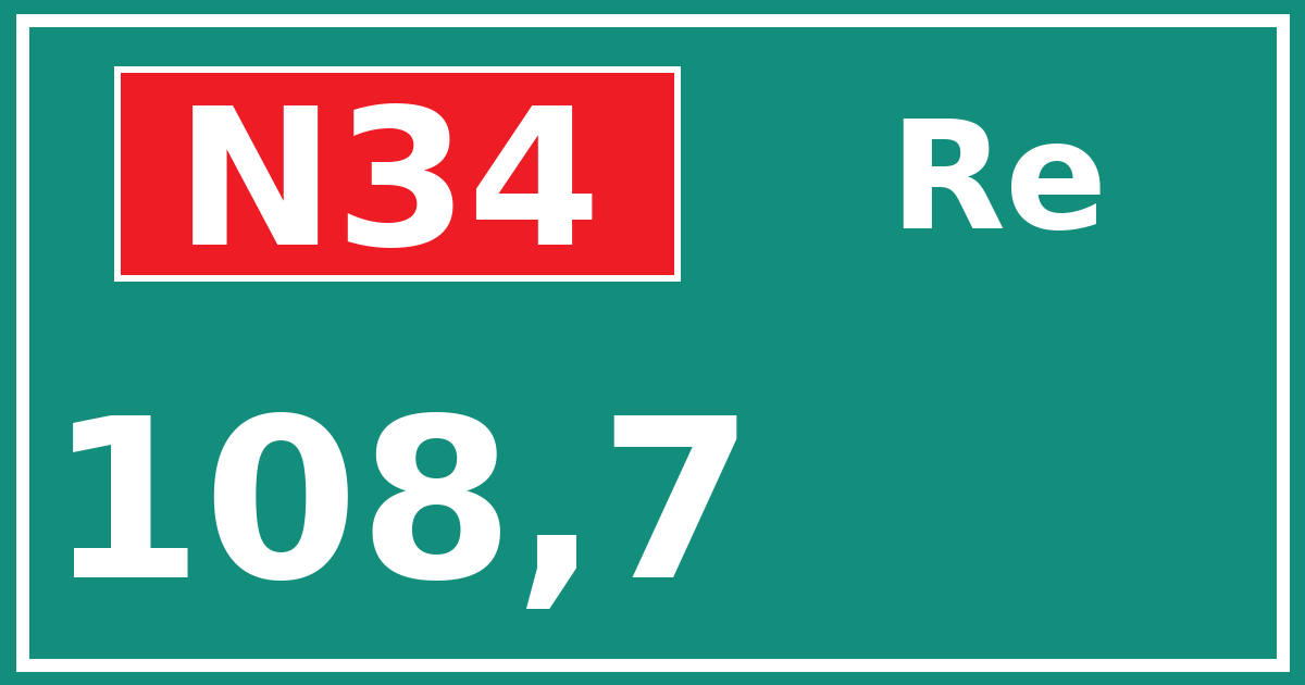 Hectometerbord N34 108,7 zijde Re
