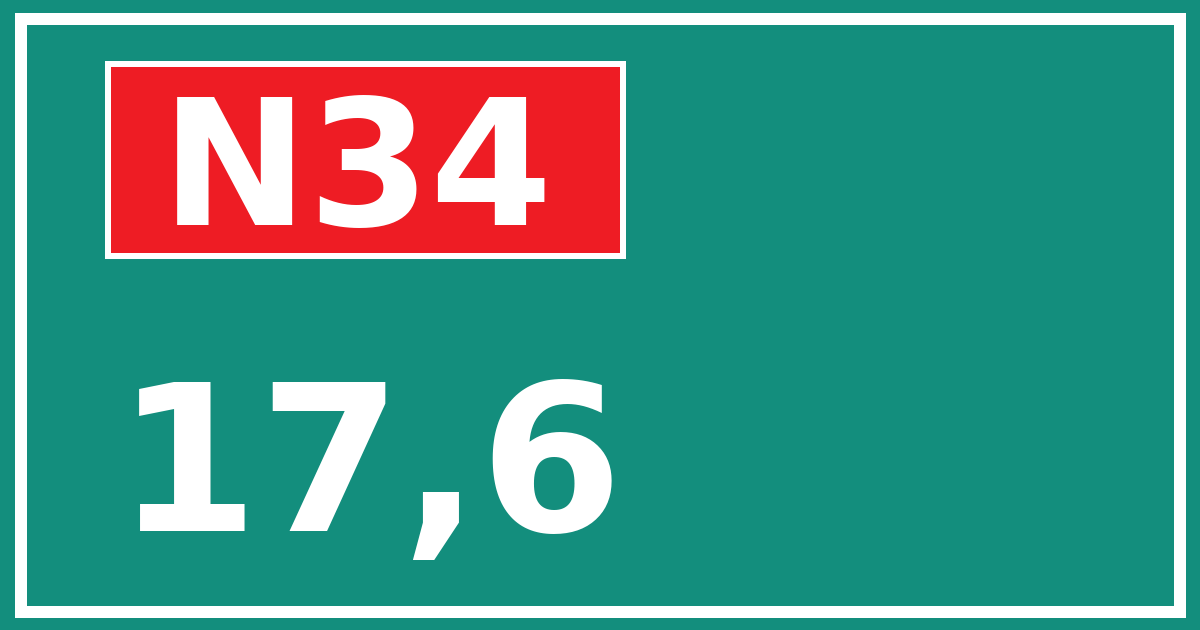 Hectometerbord N34 17,6