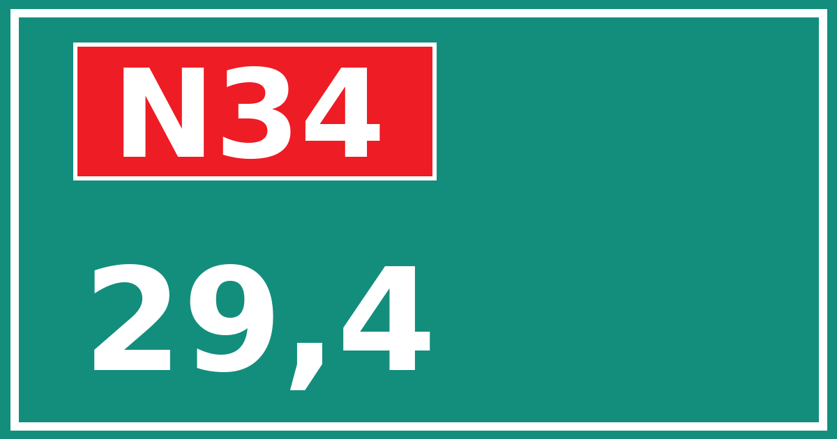 Hectometerbord N34 29,4