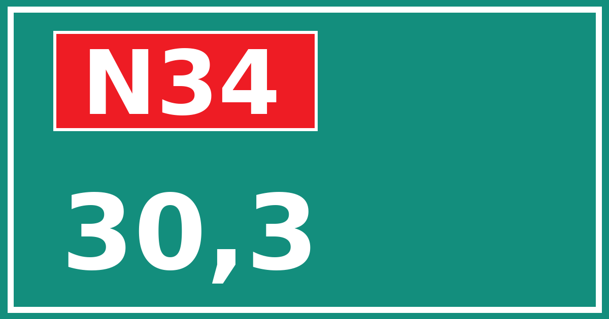 Hectometerbord N34 30,3