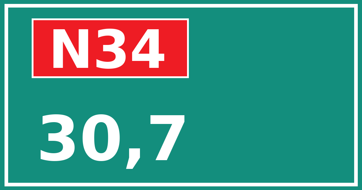 Hectometerbord N34 30,7