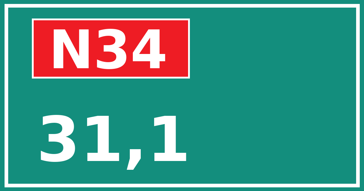 Hectometerbord N34 31,1