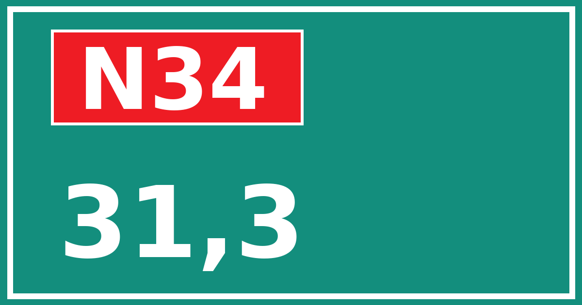 Hectometerbord N34 31,3