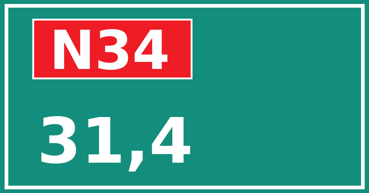 Hectometerbord N34 31,4