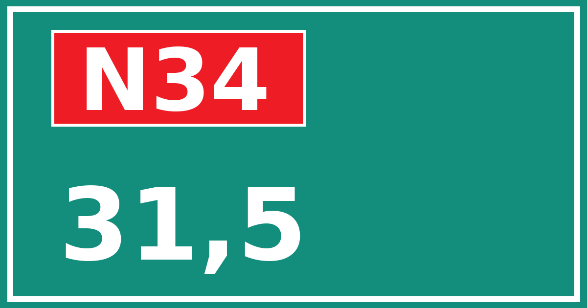 Hectometerbord N34 31,5