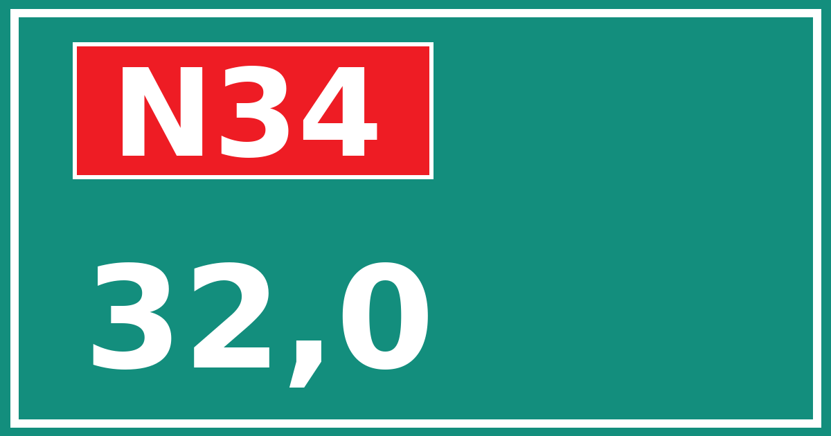 Hectometerbord N34 32,0