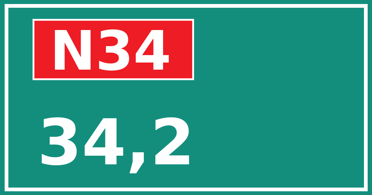 Hectometerbord N34 34,2