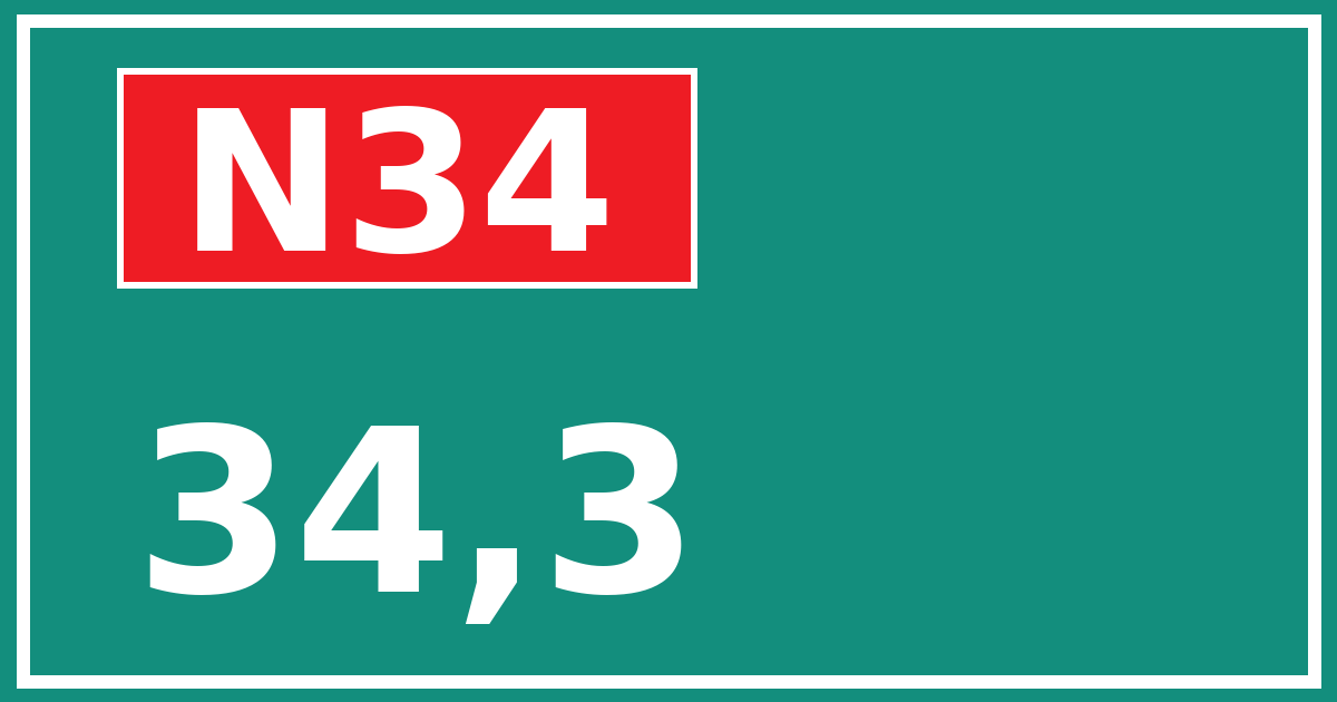 Hectometerbord N34 34,3