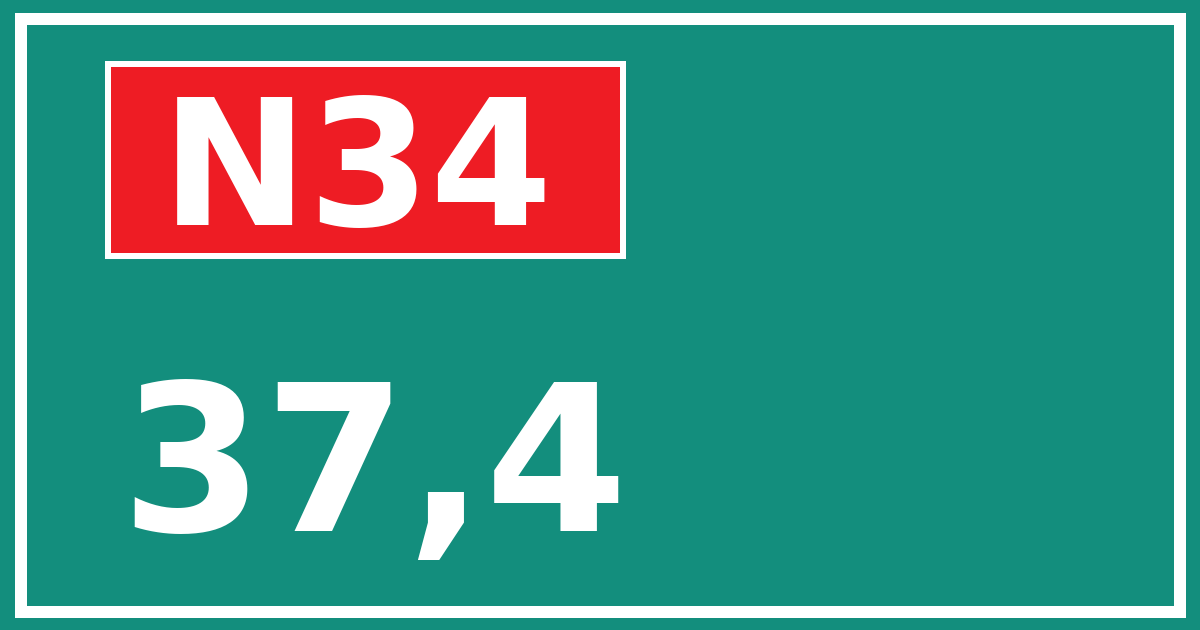 Hectometerbord N34 37,4
