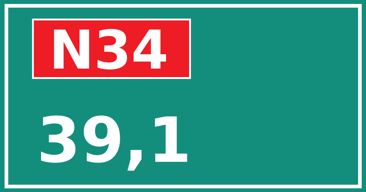 Hectometerbord N34 39,1