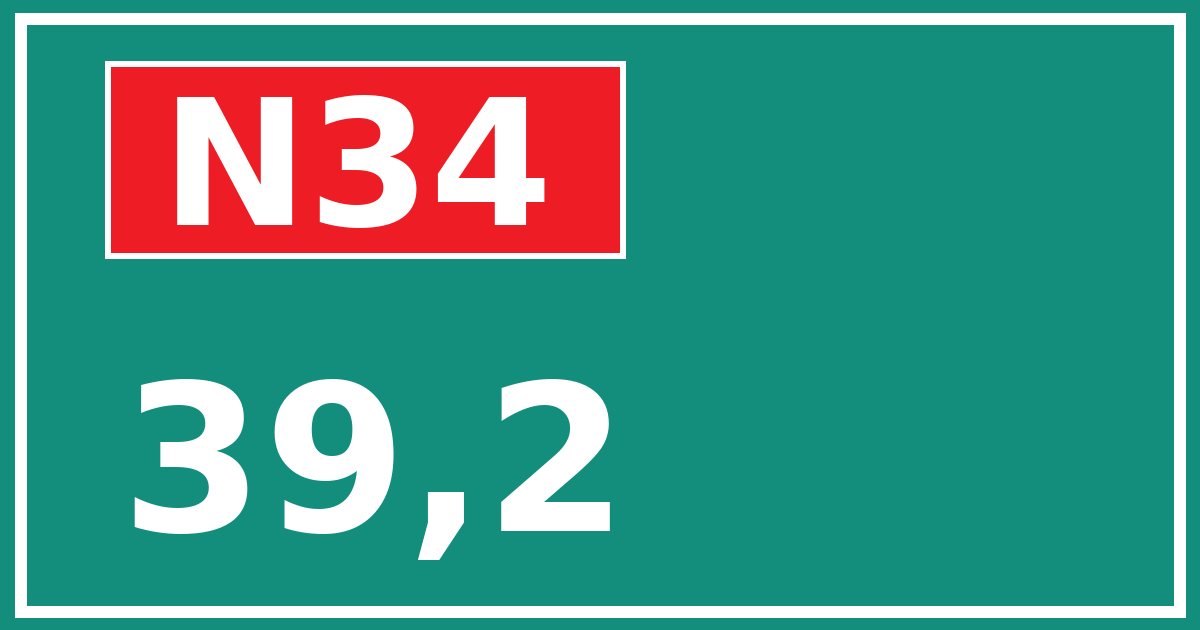 Hectometerbord N34 39,2