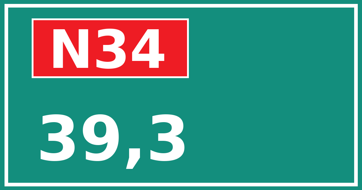 Hectometerbord N34 39,3