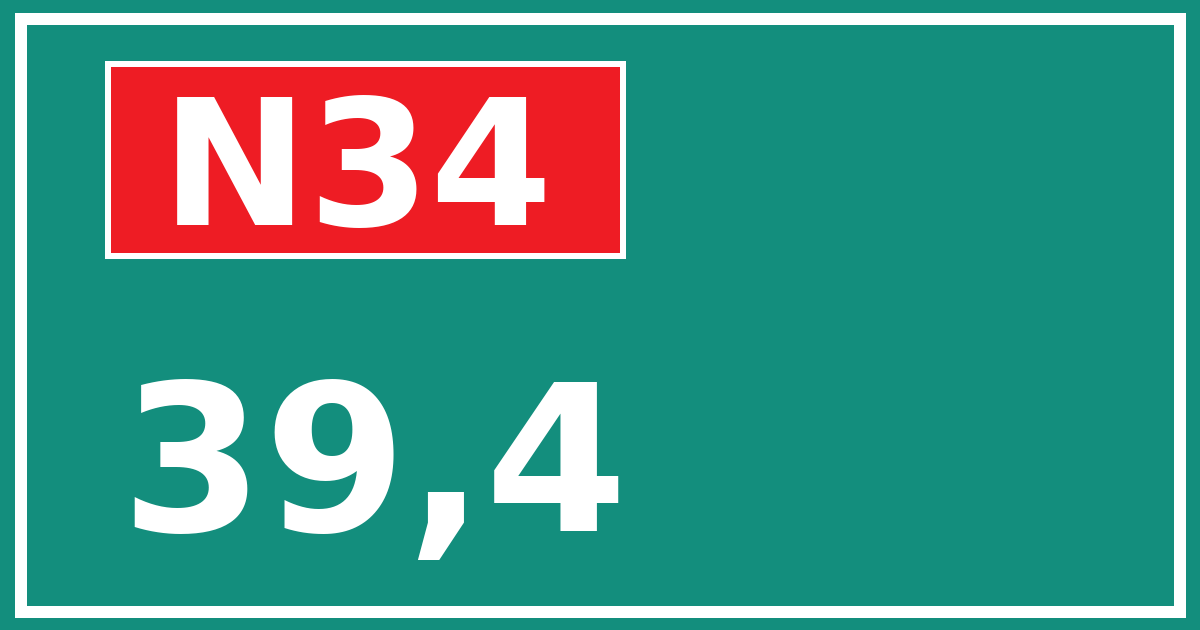 Hectometerbord N34 39,4