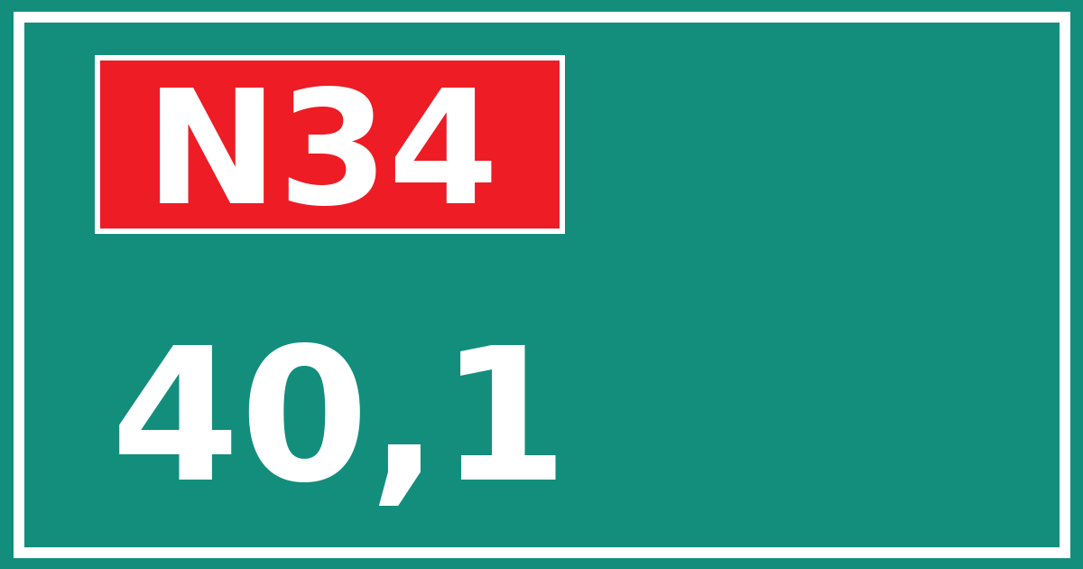 Hectometerbord N34 40,1
