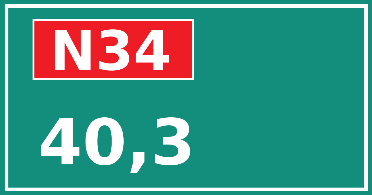 Hectometerbord N34 40,3
