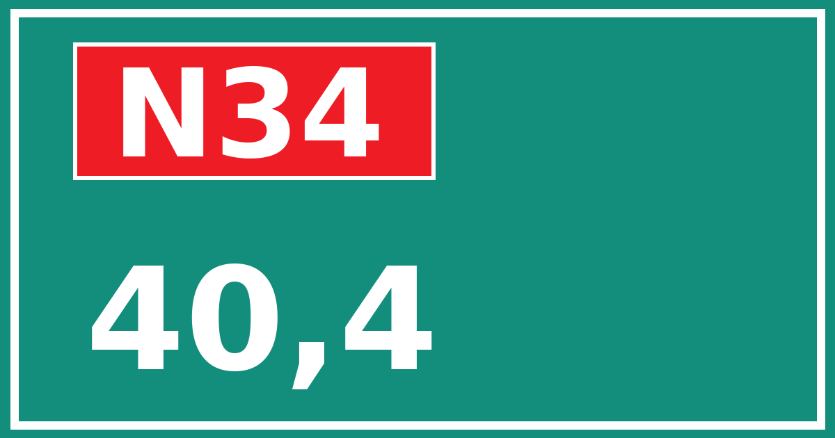 Hectometerbord N34 40,4