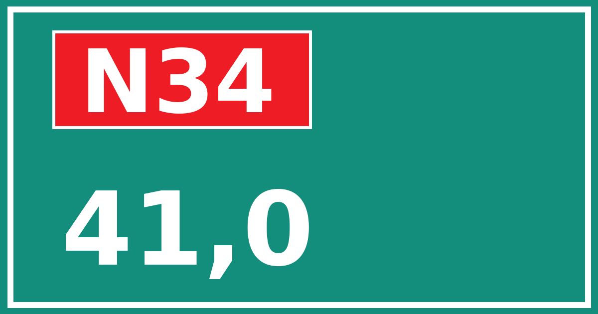 Hectometerbord N34 41,0
