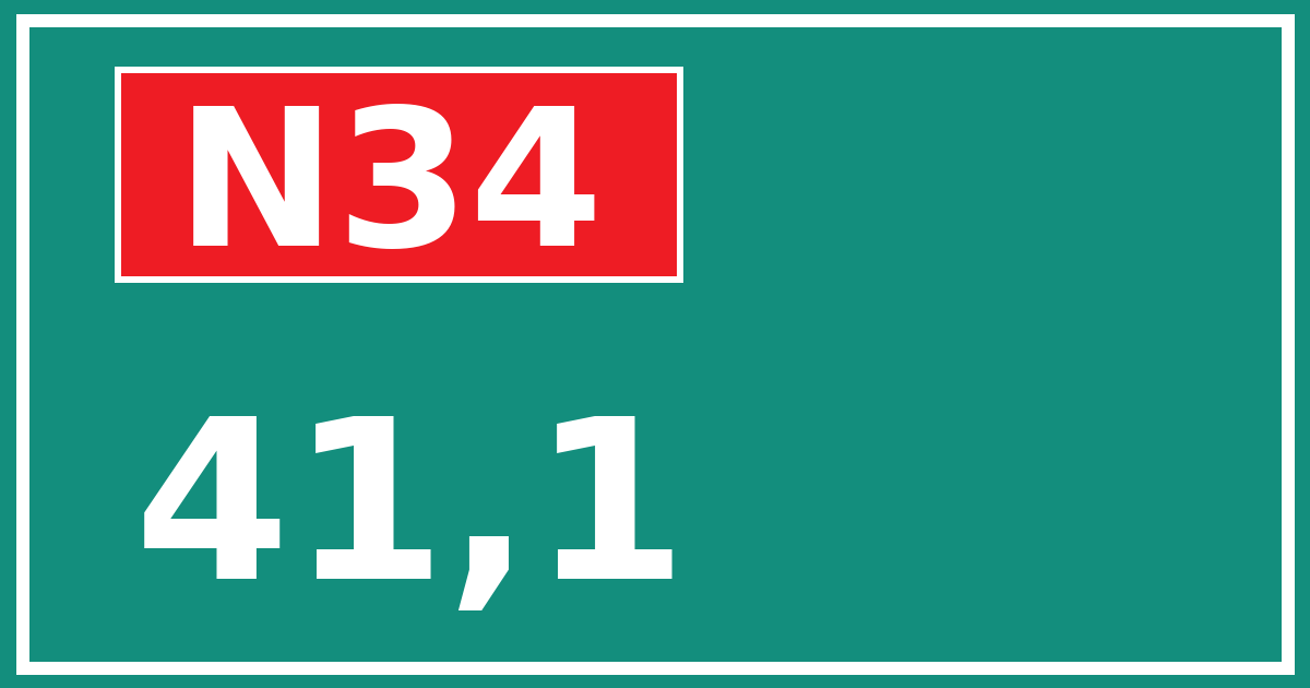 Hectometerbord N34 41,1