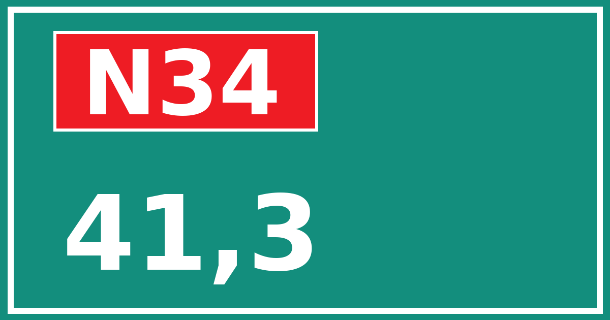 Hectometerbord N34 41,3