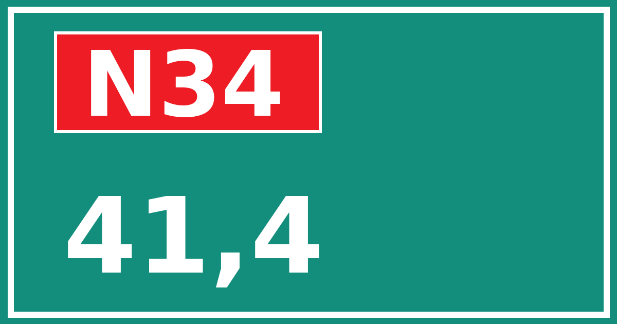 Hectometerbord N34 41,4