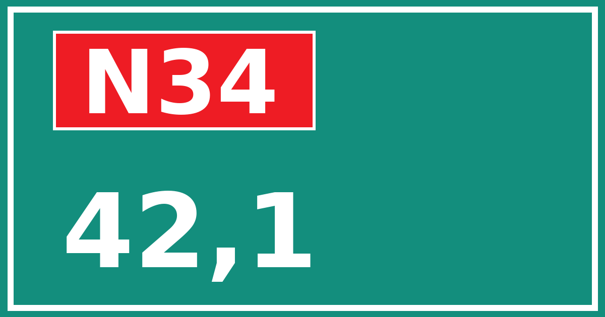 Hectometerbord N34 42,1