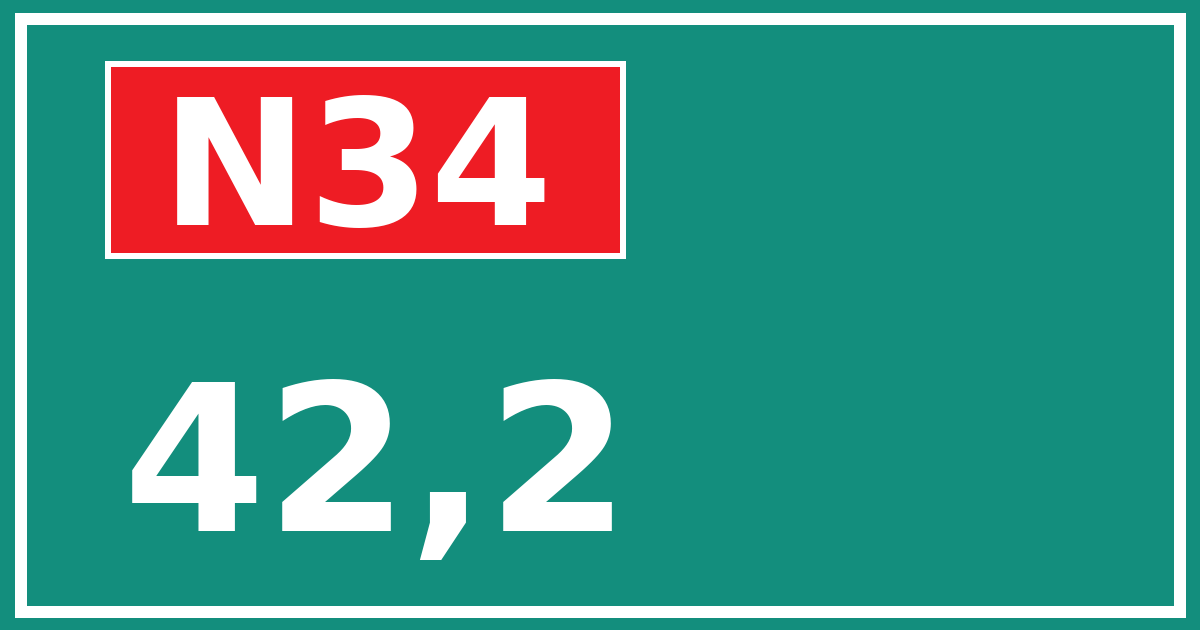Hectometerbord N34 42,2