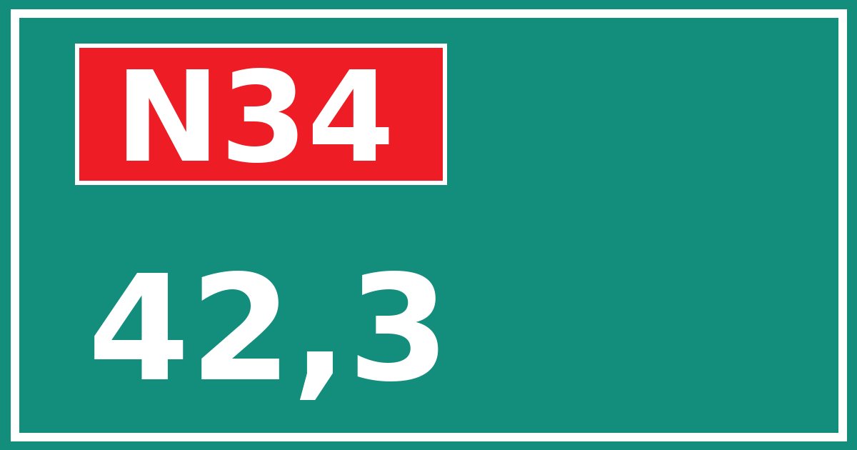 Hectometerbord N34 42,3