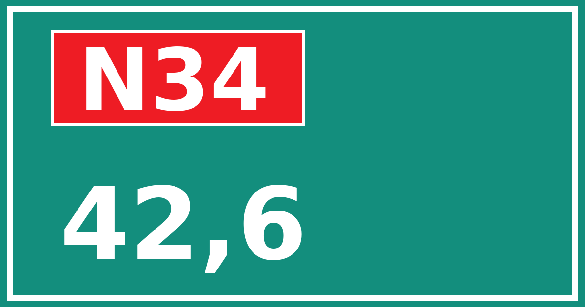 Hectometerbord N34 42,6