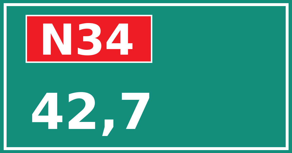 Hectometerbord N34 42,7