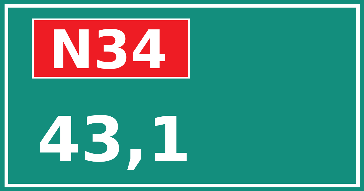 Hectometerbord N34 43,1