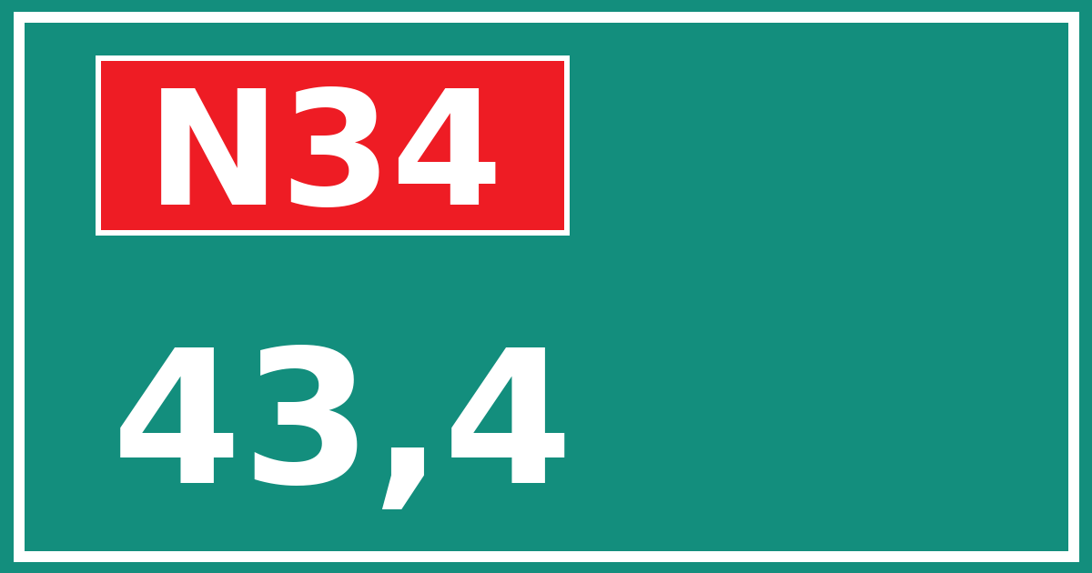 Hectometerbord N34 43,4