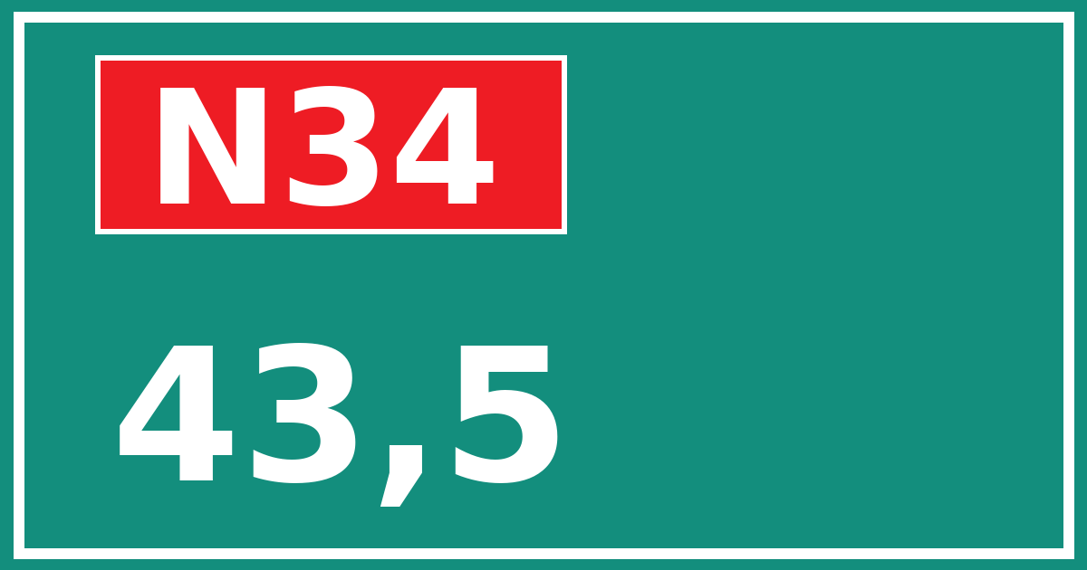 Hectometerbord N34 43,5