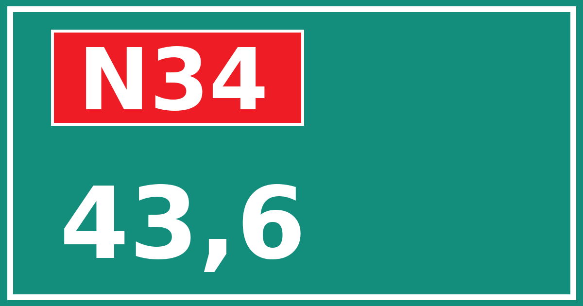 Hectometerbord N34 43,6
