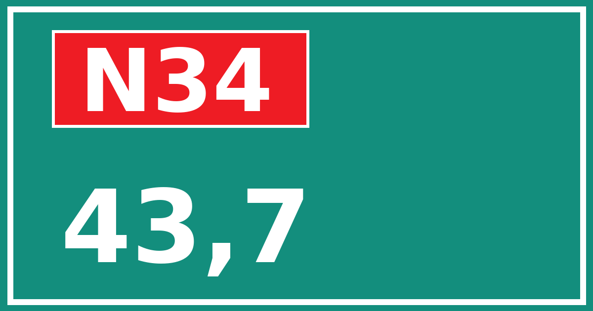 Hectometerbord N34 43,7