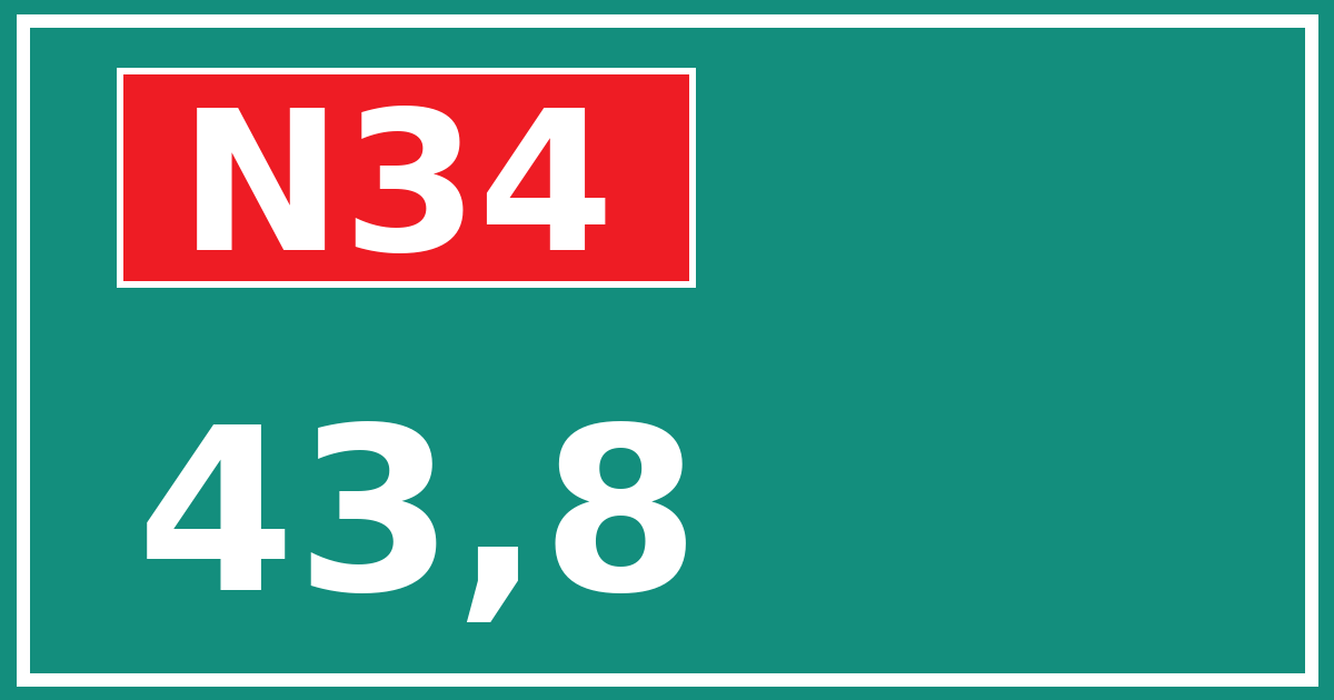 Hectometerbord N34 43,8